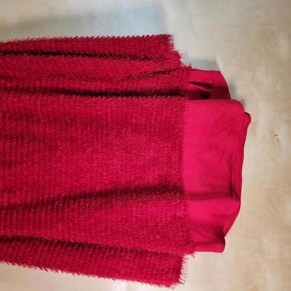 Vince Camuto Tulip Red Eyelash Tinsel Cowlneck Sweater Women Size XL NWT - Picture 9 of 9
